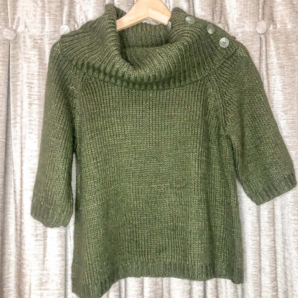 Paraphrase Cropped Short Sleeve Turtleneck Cowlneck Sweater Size Medium